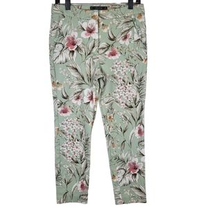 Zare Basic womens Hawaii green floral ankle dress pants size L